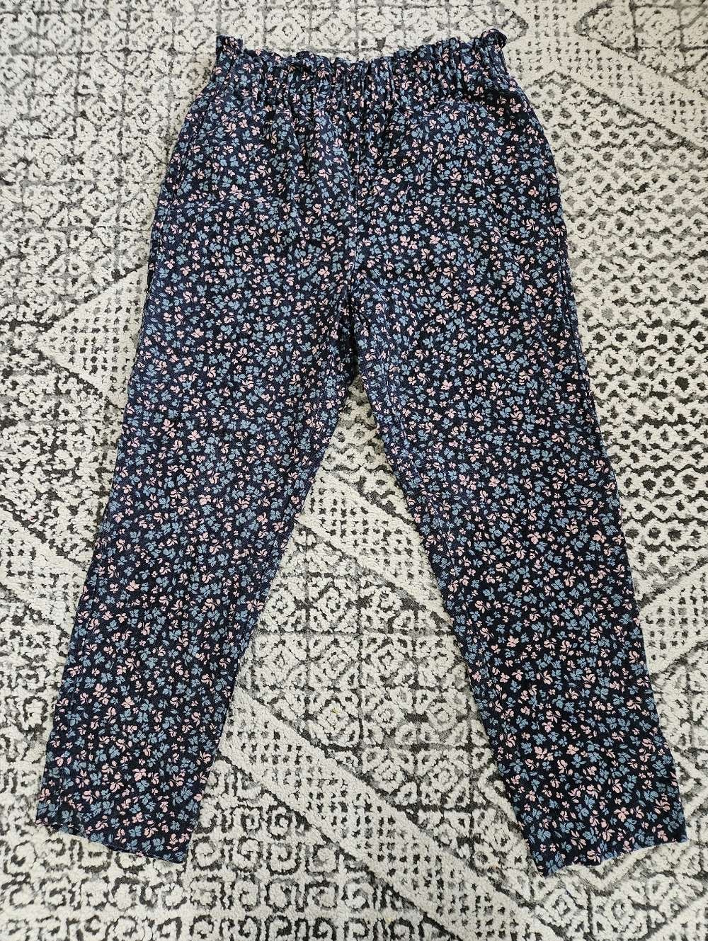 Ann Taylor Navy Floral Pull-on Pants Size Small